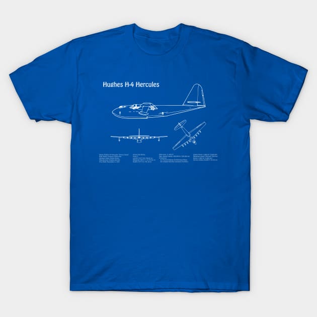 Hughes H-4 Hercules Spruce Goose Blueprint Plans - ADpng T-Shirt by SPJE Illustration Photography